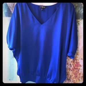 Small Blue Satin Express Dolman Shirt